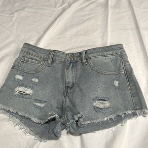 denim ripped jean shorts- JM